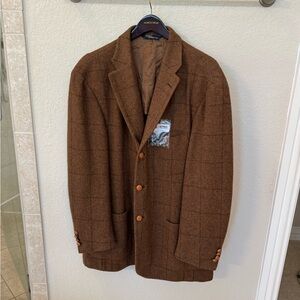 Polo by Ralph Lauren,  Heavy Wool, Brown Plaid, 3-Button,  Men's Blazer. Sz 46L